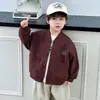 Cárdigan Suelto Lavado Suave de Primavera y Otoño para Niños Pequeños 2026 Otoño Nuevo Chaqueta de Béisbol Tendencia
