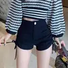 Shorts negros con cordón para mujer, nuevo estilo de verano 2026, de cintura alta, adelgazantes, que se ajustan a la cadera, sexys, elásticos, ajustados, hot pants