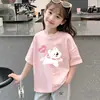Camiseta de Manga Corta para Niña Ropa de Verano 2026 Nuevo Estilo Moda Niños Niñas Verano Algodón Puro Manga Media Cuello Redondo Top Delgado t