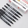 Tianzhuo 89220 Marcador de Doble Punta a Base de Aceite Negro Rojo Azul Arte Contorneado Bolígrafo Liner Estudiante Punta Fina Bolígrafo de Firma