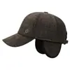 Novo Chapéu de Algodão Masculino para Exterior de Inverno para Homens de Meia-Idade e Idosos Vovô com Pelúcia Quente Boné de Baseball Proteção para Orelhas de Velho Proteção Contra Frio Chapéu Bico de Pato