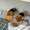 Sapatos Infantis Birkenstock Primavera 2025 Novo Estilo Coreano Versátil Sapatos Feijão Pequenos Sapatos de Couro para Meninos Sapatos de Bebê para Meninas