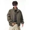 Jaqueta Motociclista Americana Desconstruída Gola Alta Masculina 2026 Outono Nova Chegada Marca Tendência Villain Bonita Solta Versátil Jaqueta de Couro Roupa Exterior