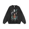 Moletom com Capuz Estampado de Desenho Animado Estilo Americano High Street Masculino e Feminino Vintage Antigo Moda Nacional Solto com Mangas Longas