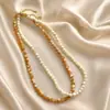 Colar simples de contas de concha natural 6mm estilo férias na praia feminino moderno elegante corrente para clavícula versátil