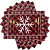 Jogo Americano de Natal Amazon Transfronteiriço Descartável Preto e Branco Xadrez Floco de Neve Guardanapo de Papel Jogo de Mesa Cozinha Sala de Estar Pacote