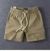 Shorts de Algodão Puro de Comprimento no Joelho Estilo Novo de Verão para Homens, Shorts Esportivos de Praia Elásticos Modernos Casuais Americanos