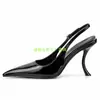 Zapatos de Mujer de Punta Fina Talla Grande con Correa Trasera, Venta Directa de Fabricantes Transfronterizos, Estilo Europeo y Americano, Tacones Altos de Tacón Fino, Sandalias de Punta Cerrada de Charol, 10cm