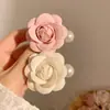 Grampo de Cabelo Camélia Pérola Rosa Presilha Bico de Pato Fada Adorno de Cabeça Flor Lateral Grampos de Cabelo Acessórios de Cabelo Verão Litoral