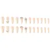 Venta Caliente de Comercio Exterior Uñas Artísticas con Pedrería Degradado Nude, Puntas de Uñas Portátiles Estilo Hada Suave, 24 Pegatinas para Uñas