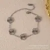 Conjunto de Colar, Pulseira e Brincos de Trevo de Cinco Folhas da Sorte 13mm Banhado a Ouro 18K, Não Desbota, Flor de Cinco Folhas Gravada, Aço Titânio