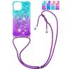 Funda para iPhone 13 con degradado de cuerda diagonal y purpurina, arena movediza, funda protectora Promax 14 a prueba de caídas, todo incluido, 12