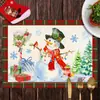 Nuevos Manteles Decorativos Navideños, Manteles Aislantes del Calor de Santa Claus para Restaurante Occidental Transfronterizo, Venta al por Mayor para Manteles de Mesa de Comedor en Sala de Estar del Hogar
