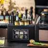 Recipiente de Aço Inoxidável para Armazenamento de Especiarias Caixa de Especiarias Armário de Cozinha Luz Luxo Porta-Garrafas de Especiarias Prateleira Doméstico Conjunto Multifuncional