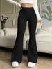 Roupa Feminina Transfronteiriça 2025 Primavera e Verão Nova Calça Flare Bolso Cintura Alta Feminina Estilo Europeu e Americano Ins Slim Casual Calça de Perna Larga