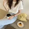 Blusas Femininas de Manga Curta Verão 2026 Novas Tendências Fofas Estilo Japonês Estampadas Curtas Soltas Camiseta Moda Ins