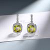 Brincos Transfronteiriços de Zircônia Azul Claro para Água de Lago Estilo Japonês e Coreano Brincos Europeus e Americanos de Luxo Leve Quadrados Brilhantes com Essência de Diamante