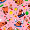 TNT Impresso (1,40 m, 40 g) Fundo Capivara Rosa