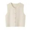 Roupas femininas transfronteiriças 2026 Moda europeia e americana casual colete de tricô sem mangas com botões e decote V C526985