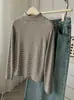 Camiseta Básica de Rayas Cálida de Lujo con Cuello Medio Alto y Manga Larga para Mujer, Nuevo Jersey Estilo Coreano Otoño e Invierno, Top Interior Sencillo y Cálido para Mujer
