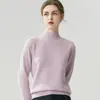 Pulóver de punto liso 100% cachemira pura para mujer, cuello medio alto, de primera línea, listo para usar, suéter de punto liso, capa base de cachemira de punto gofrado
