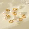 Procesamiento y Personalización de Colgantes de Perlas de Agua Dulce Naturales Accesorios DIY Pendientes Collar Accesorios de Joyería Pendientes de Acero Inoxidable para Mujeres