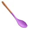 Utensilios de Cocina de Silicona de Grado Alimenticio con Mango de Madera Transfronterizos con Resistencia a Altas Temperaturas, Olla Antiadherente, Cuchara para Sopa y Colador, Ventas Directas de Fábrica y Personalizables