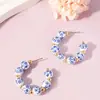 Pendientes Populares Transfronterizos de Porcelana Azul y Blanca Estilo Retro Chino Tendencia de Personalidad Pendientes con Cuentas Doradas Pendientes