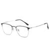Montura de gafas de negocios 2021 para hombre, de metal, con acabado de media ceja, para miopía, plana, antiluz azul, para mujer.