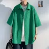 Camisa de Trabalho Masculina Manga Curta Verão Solta Fina Top Masculino Casual Bonito Camisa Tendência Ins Jaqueta Roupa Masculina