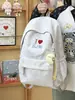 Mochila Azul Escuro Cor Contrastante Luz Suave Padrão Tecido Estilo Faculdade Americana Festa Estudantil Casual Diário Viagem Mochila Escolar