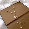 Cadena para Clavícula de Perla de Agua Dulce Mariposa Súper Hada y Dulce Temperamento Lujo Ligero Moda Simple Versátil Diseño de Nicho Collar