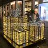 Caixa de Presente Empilhada 3D Personalizada de Fábrica Combinação Forma de Ferro Luzes Decorativas LED Decoração de Natal Enfeites de Atmosfera