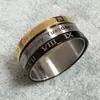 Anillo de Acero Inoxidable Giratorio con Números Romanos Creativos Europeos y Americanos, Calendario de Tres Colores, Joyería Diaria Casual para Aliviar el Estrés
