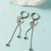 Pendientes de cuentas redondas modelo nuevo 2021, elegantes y versátiles, con un toque de alta gama, diseño simple de borla larga que hace que el rostro se vea más delgado, a la moda para mujeres