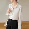 Nova Camisa Feminina de Cetim Francês com Manga Longa 2026, Top Solto Versátil, Estilo Elegante para o Trabalho