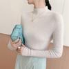 Prendas de Primera Línea de Cachemira Camiseta Base de Punto Ajustada con Cuello Medio Alto para Mujer Color Sólido Suave Cerosa Agradable para la Piel Suéter Interior