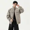 Jaqueta de Couro Nova Masculina Enbu, Casaco Masculino de Couro PU com Gola Alta, Jaqueta de Moda Versátil Casual para Exterior, Marca Retro Tendência