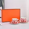 Conjunto de Xícara e Pires para Café de Porcelana Óssea Família H Criativa Xícara de Chá com Pires Doméstico Simples Cerâmica para Chá Perfumado Atacado Transfronteiriço