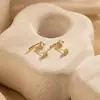 Venta Caliente de Amazon Pendientes Pequeños de Perlas de Alta Gama Pendientes Simples Elegantes para Mujer Pendientes de Zirconia Chapados en Cobre Dorado