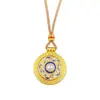 Pendente Bússola Giratória Azul e Branco de Porcelana com Alta Retenção de Cor para Mulheres, Colar Corrente de Suéter Estilo Chinês Atacado