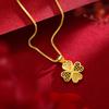 Collar de Trébol de Cuatro Hojas Popular de Nicho para Mujer Chapado en Oro ins Sentido de Alta Gama Oro Arena de Vietnam Collar de Clavícula de Amor de Trébol de Cuatro Hojas