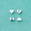 Nuevas Cuentas Perforadas Horizontales y Verticales Brillantes de Plata Esterlina S925 con Forma de Corazón Accesorios de Plata para Corazón Accesorios de Anillos de Cristal DIY