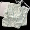 Nuevo conjunto de pijama de algodón nube con encaje de oso lindo y moderno para mujer, cárdigan de manga larga de otoño y primavera, ropa de estar de dibujos animados