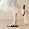 Sandalias de cuña de suela gruesa de verano para mujer Chuyuji, cómodas para usar al aire libre, chanclas de una tira con punta cuadrada, talla grande
