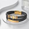 Direto da fábrica Moda europeia e americana pulseira masculina de corda de couro multicamadas fivela magnética de aço inoxidável âncora pulseira de aço titânio