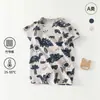 Algodão Bambu Verão Fino Classe A Roupa de Bebê Macacão Curto para Meninos e Meninas Estilo Coreano Roupa de Peça Única
