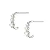 Pendientes Curvos de Tres Diamantes para Mujer, Estilo Coreano, Sencillos, Compactos, Exquisitos y Brillantes, Pendientes de Diseño Sencillo para Mejores Amigas