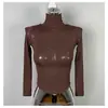 Camiseta de Manga Longa para Mulheres Estilo Novo Coreano Outono e Inverno Sexy Slim Fit Gola Alta Versátil Camisa Base Top Tendência