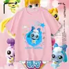 Camiseta Adorável e Fofa de Manga Curta para Meninas, Top de Algodão Puro com Desenho Fofo de Estrelas, Camiseta Básica Casual de Verão para Meninas Pequenas